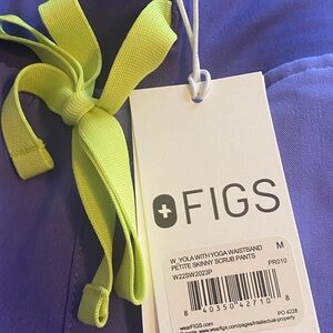 Figs Violet Scrub Pants with Lime Drawstring